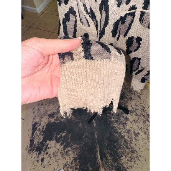 Fate Liza Leopard Distressed Hoodie Sweater L Mobwife Casual Animal Print Sexy - Picture 7 of 10